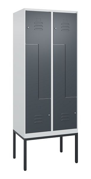 C+P Z-Spind Classic PLUS, Gestell, 4 Abteile, 2120x800x500mm, 7035/7016, Zylinderschlösser, 0800337-224 S10023