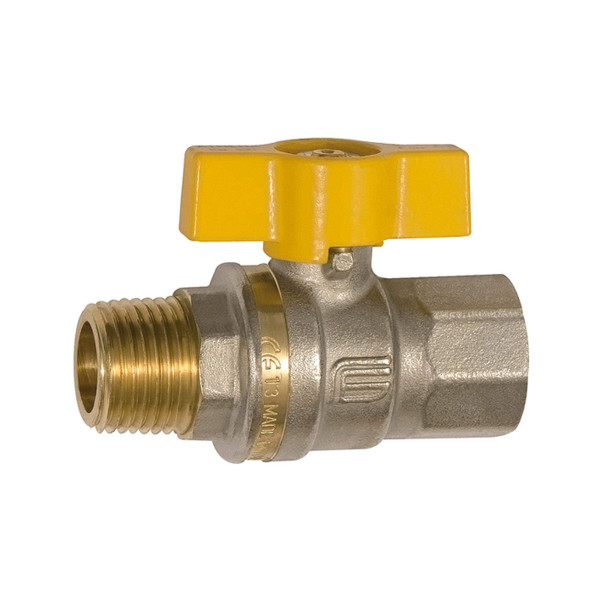 Riegler Kugelhahn DIN EN 331, DVGW, Messing vernickelt Flügelgriff, IG/AG, Rp/R 1/4, 133192