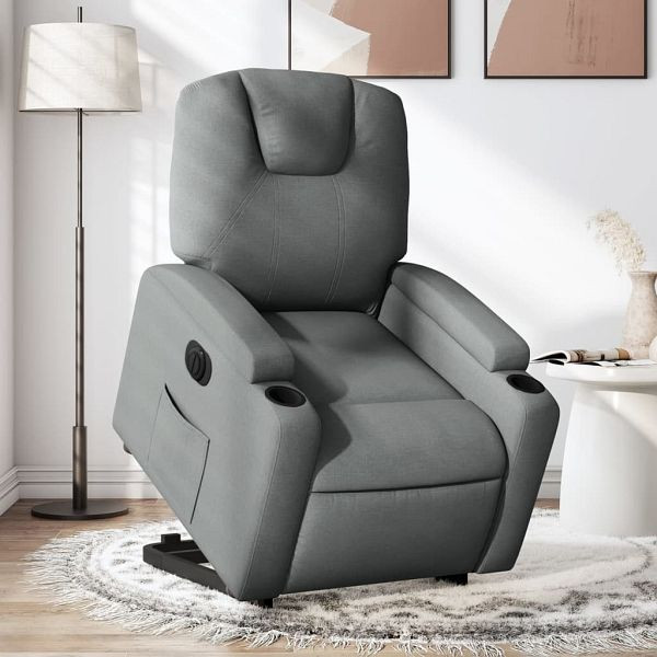 vidaXL Relaxsessel mit Aufstehhilfe Elektrisch Dunkelgrau Stoff, 3204393