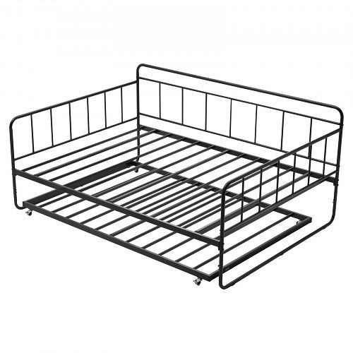 VEVOR Tagesbettrahmen, Ausziehbett, Plattformbett mit Metalllatten, bis 181 kg Tragkraft, schwarz, ZWLYZYFULLCCU315W001V0