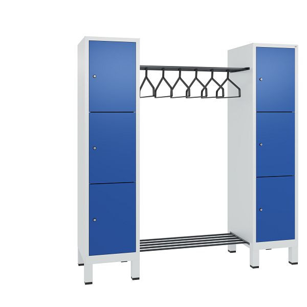 C+P Garderobe Evolo, 6 Fächer, H1850xB1790xT500 mm, Lichtgrau/Enzianblau, 48406-02 S10089