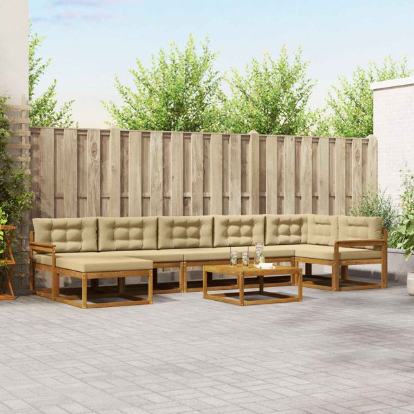 vidaXL Outdoor-Sofagarnitur mit Kissen 8-teilig Natur und Beige, 3367921