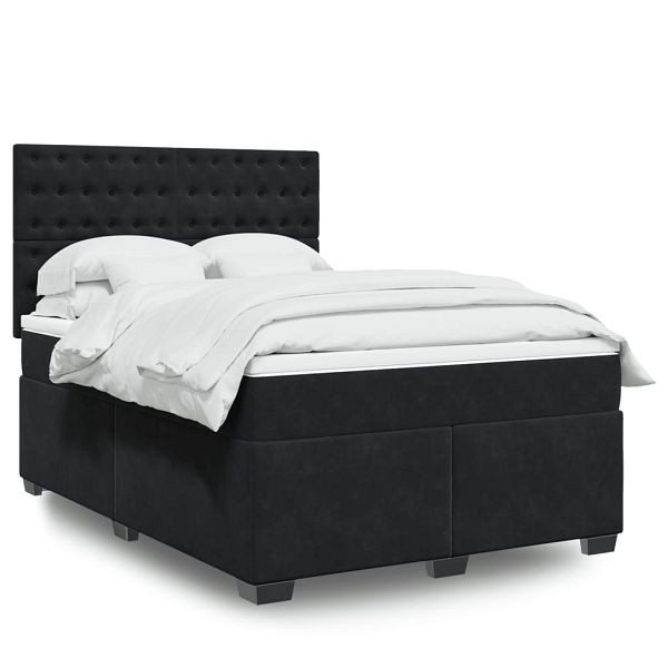 vidaXL Boxspringbett mit Matratze Schwarz 160x200 cm Samt, 3293268