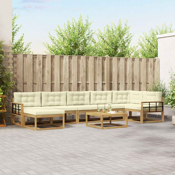 vidaXL Outdoor-Sofagarnitur 8-teilig Weiß und Creme, 3386804