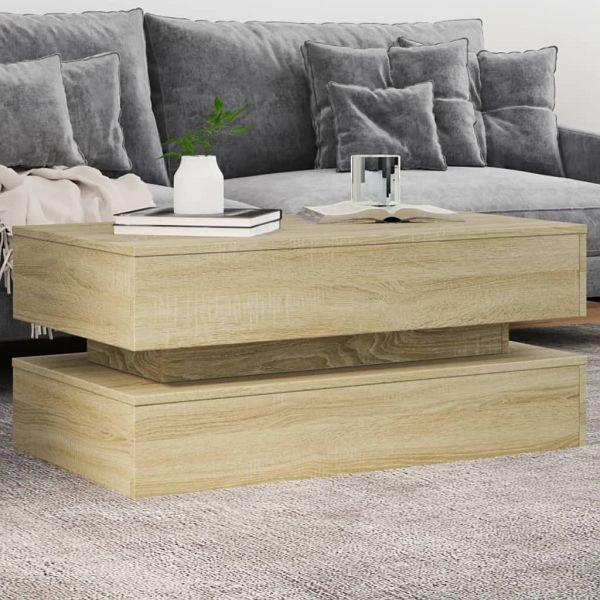 vidaXL Couchtisch mit LED-Leuchten Sonoma-Eiche 90x50x40 cm, 839863
