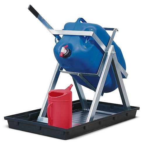 DENIOS Abfüllbock AB 60-V aus Stahl, verzinkt, für 60-Liter-Ballons, 123547