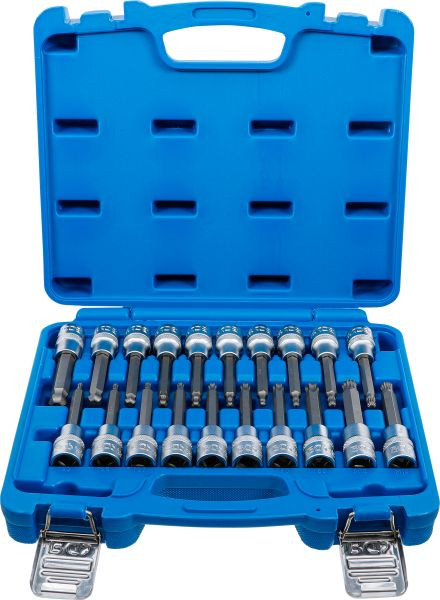 BGS Bit-Einsatz-Satz, Antrieb Innenvierkant 12,5 mm (1/2"), Innensechskant, T-Profil (für Torx), Innenvielzahn (für XZN) mit Kugelkopf, 20-teilig, 5170