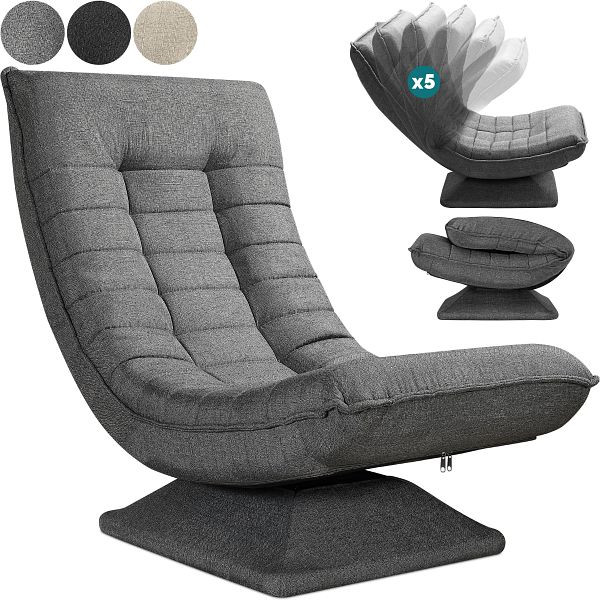 casaria Relaxsessel Aberdeen Grau Stoff, 109635, 4251779130313