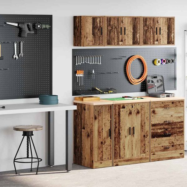 vidaXL Garagenschränke 2 Stk. Altholz-Optik Holzwerkstoff, 3328294