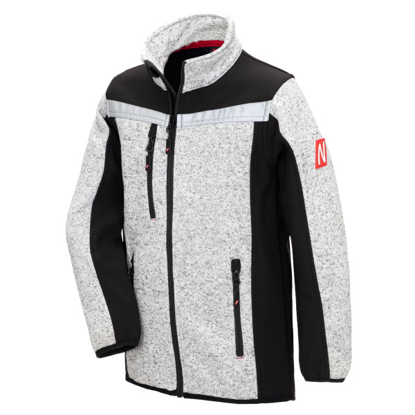NITRAS MOTION TEX KIDS, Strick-Softshelljacke, hellgrau / schwarz, Größe: 164, VE: 10 Stück, 7192KIDS-164