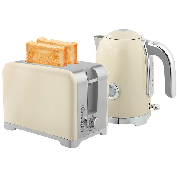 HOMCOM Wasserkocher- und Toaster-Set, 2200W, 7 Bräunungsstufen, versch. Funktionen, Creme, 800-287V90CW
