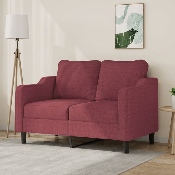 vidaXL 2-Sitzer-Sofa Weinrot 120 cm Stoff (Polyester), 359357