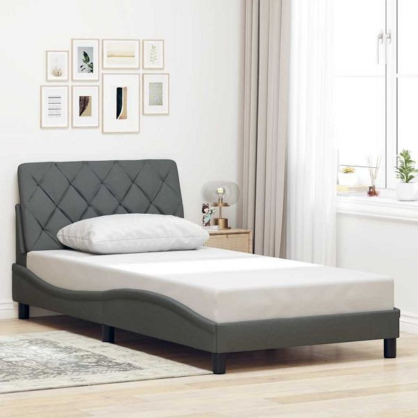 vidaXL Bettgestell ohne Matratze Dunkelgrau 100x200 cm Stoff, 3310581