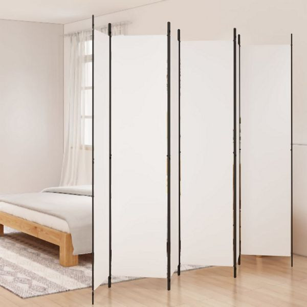 vidaXL 6-teilig Paravent Weiß 300x220 cm Abmessung Stoff, 350206