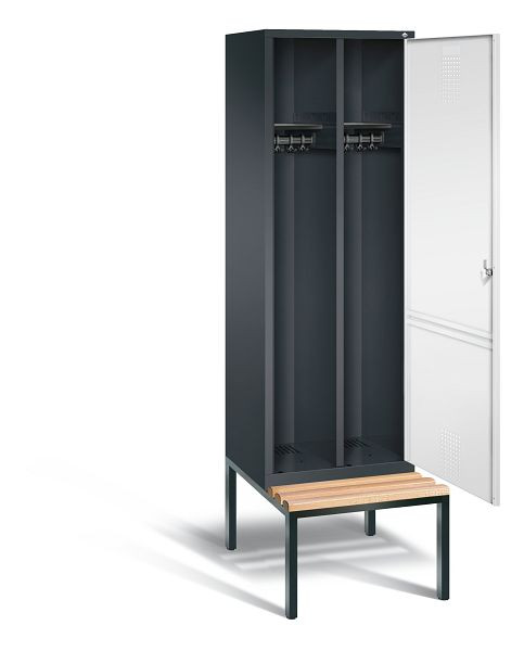 C+P Schwarz-Weiss-Spind Evolo, H2090xB610xT500mm, Farbe: Schwarzgrau / Verkehrsweiß, 48250-20 S10093