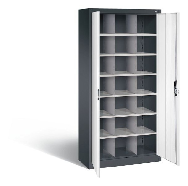 C+P Büro-Fächerschrank Acurado, H1950xB930xT400mm, Farbe: Schwarzgrau / Verkehrsweiß, Muldengriff, 9260-410 S10353