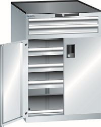 LISTA Schubladenschrank 36x36E (BxTxH) 717x753x1020mm CODE Lock, Lichtgrau, 5 Schubladen, Tragkraft Schubladen: 75kg, Fronthöhe: 75mm, 79.464.020.C