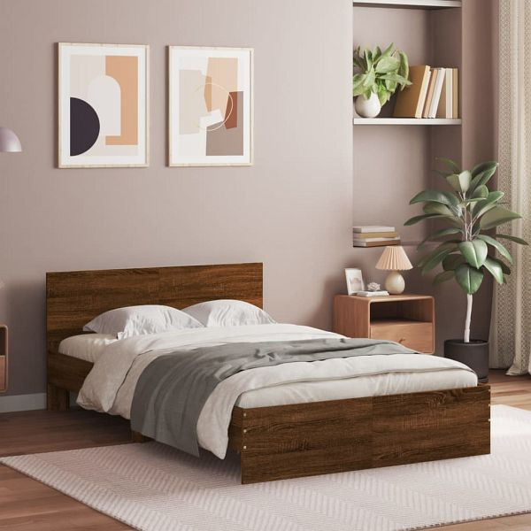 vidaXL Bettgestell mit Kopfteil Braun Eiche-Optik 120x190 cm, 3207517