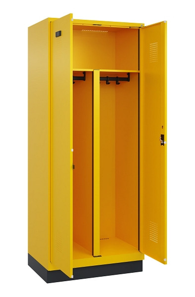 C+P PSA Schwarz-Weiß-Spind Evolo PLUS, mit Sockel, 2 Abteile, 1950x800x500mm, 10, Zylinderschloss, 049022-22P S10049