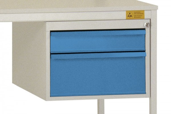 Manuflex ESD-Gehäuse-Unterbau, Nutzhöhe 300 mm mit 2 Schubfächern, Lichtblau, LD4702.5012