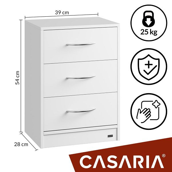 casaria Nachttisch Eloise Weiß 54x39x28cm mit LED, 109455