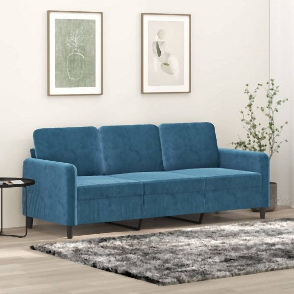vidaXL 3-Sitzer-Sofa Blau 180 cm Samt, Platz zum Plaudern, 359461