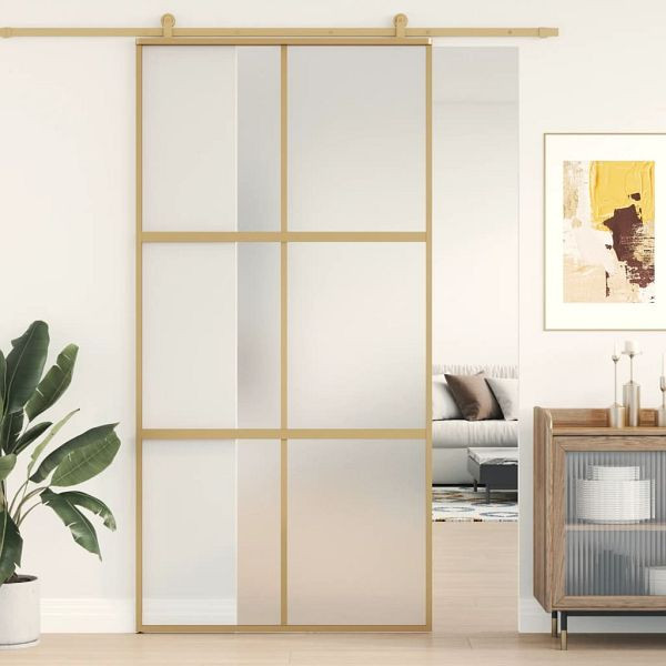 vidaXL Schiebetür Golden 102,5x205 cm Matt ESG-Glas und Aluminium, 155159