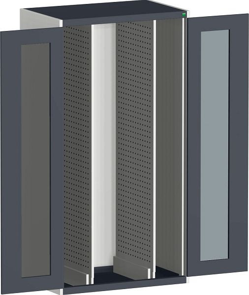 bott cubio Vertikalauszugsschrank bestückt mit Sichtfenster, 2 perfo-Auszüge BxTxH: 1300 x 650 x 2000 mm, RAL 7035/7016, 40301020.19V