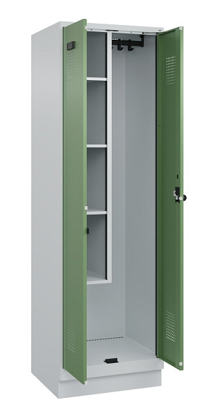 C+P Putzmittel-Spind Evolo PLUS, mit Sockel, 2 Abteile, 1950x600x500mm, 7035/601, Drehriegel, 049120-00 S10010