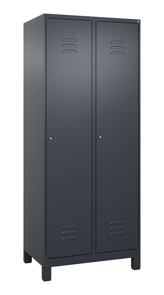C+P Umkleidespind Classic PLUS mit Mitteltrennwand, Füße, 2 Abteile, 1950x800x500mm, 7016/7016, Zylinderschlösser, 080010-22F S10003
