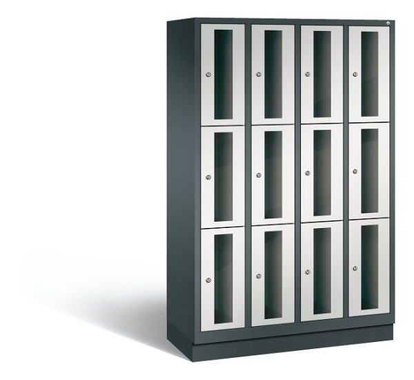 C+P Schließfachschrank Classic, 12 Fächer, H1800xB1190xT500 mm, Anthrazit/Grau, 8020A403 S10018