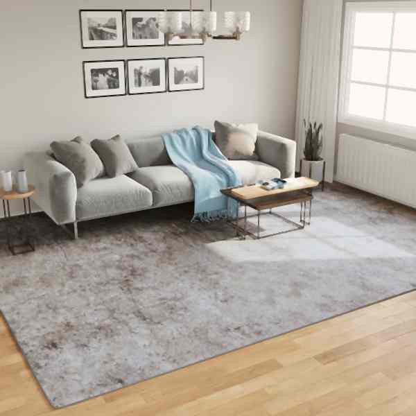 vidaXL Teppich Waschbar Grau 400x300 cm Rutschfest, 136633