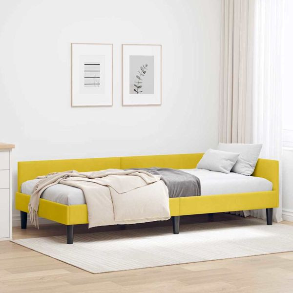 vidaXL Eckbettgestell Gelb 90 x 200 cm Samt und Engineered Holz, 42016160