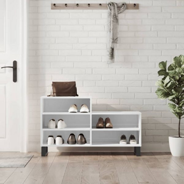 vidaXL Schuhregal Hochglanz-Weiß 102x36x60 cm Holzwerkstoff, 831398