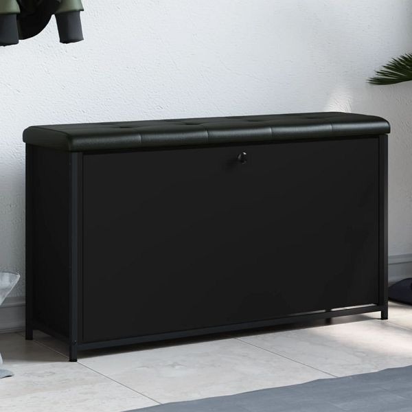 vidaXL Schuhbank mit Klappe Schwarz 102x32x56 cm, 835127