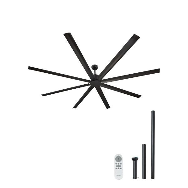 VEVOR 243cm Alu Deckenventilator Ohne Beleuchtung Fernbedienung DC Motor Schwarz, WDDS96INCHLYEHDBVV7