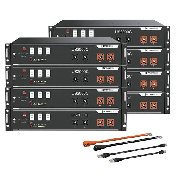 Pylontech 8x US2000C LiFePO4 Batterie 19,2kWh mit Wechselrichter-Anschluskabelset, 2-88-015630-026