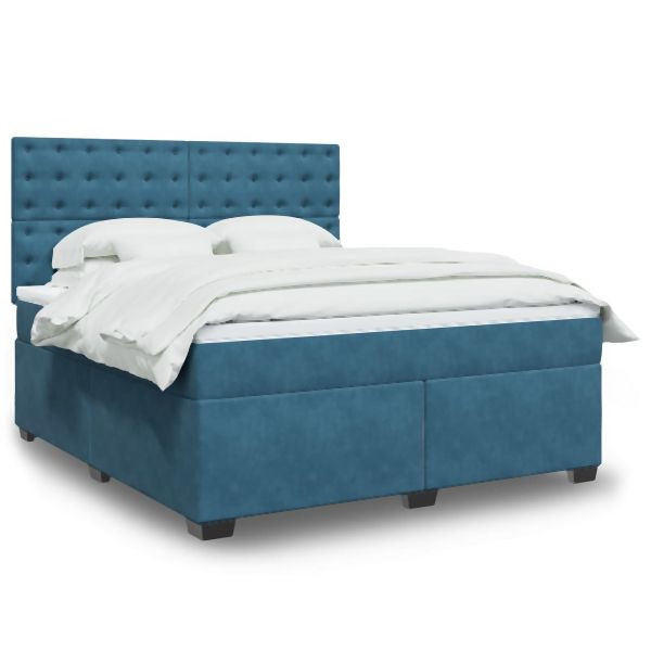 vidaXL Boxspringbett mit Matratze Blau 180x200 cm Samt, 3290994