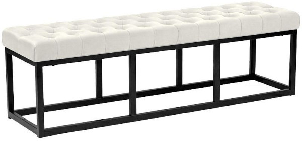 CLP Sitzbank Polson Samt Schwarz 150 cm, creme, 318771