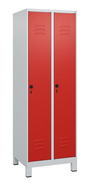 C+P Umkleidespind Classic PLUS, Füße, 2 Abteile, 1800x600x500mm, 7035/3020, Drehriegel, 0800107-20 S10002
