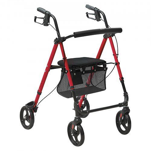 VEVOR Rollator für Senioren, faltbar, Aluminium, verstellbarer Sitz und Griff mit 8-Zoll-All-Terrain-Rädern, 136 kg Tragkraft Rot, CTZXQCKJL8INF9CPQV0