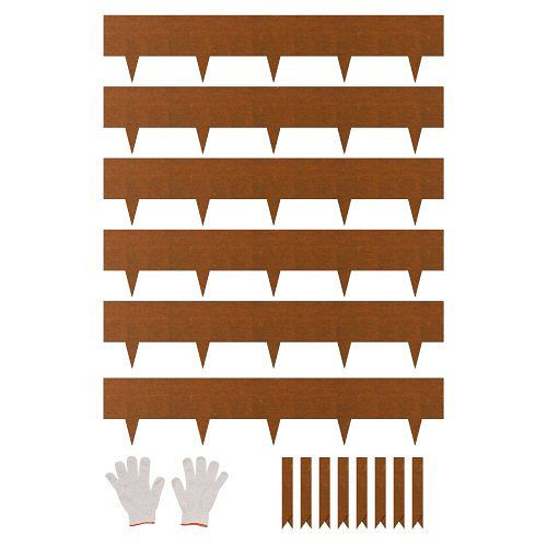 VEVOR Rasenkante 6er Set 1016x203 mm, Gartenpalisade, biegbare Metall-Beeteinfassung, Haifischstachel für Blumenbeete, NHGJSPZ6PCS4X0485V0