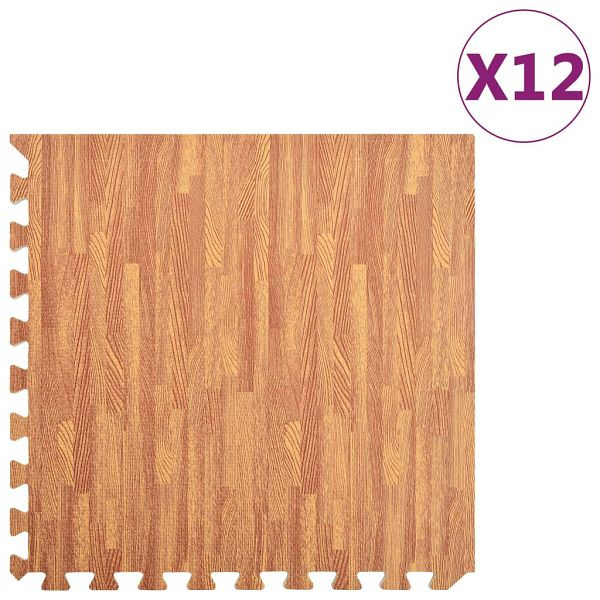 vidaXL Bodenmatten 12 Stück Holzoptik 4,32 m² EVA-Schaum, 92459