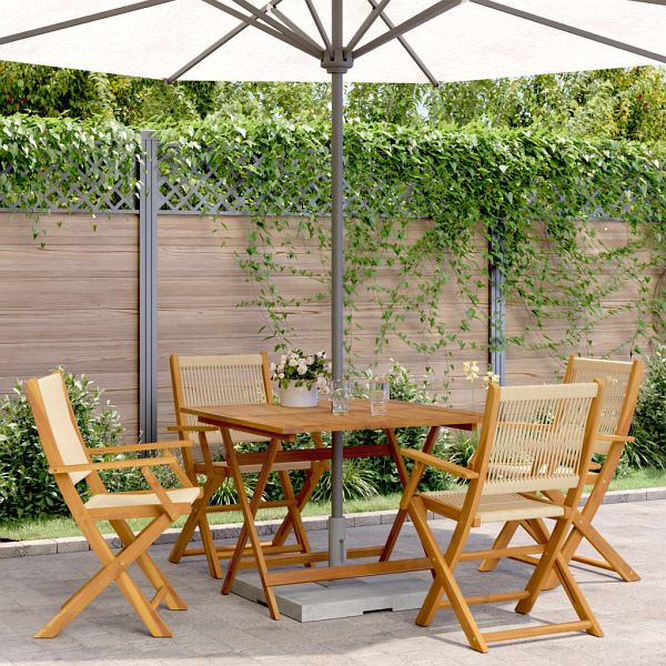 vidaXL 5-teilig Garten-Essgruppe Polypropylen und Massivholz Beige, 3281831