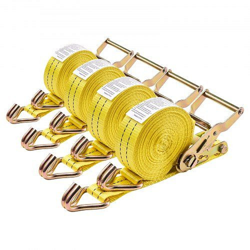 VEVOR Hochleistungs-Spanngurte 38,1x6096mm, Doppel-J-Haken, 2000 kg Bruchlast, Ratschenmechanismus, 4er-Pack mit Tragetasche, SJGJLD38MM6MB1C0L001V0