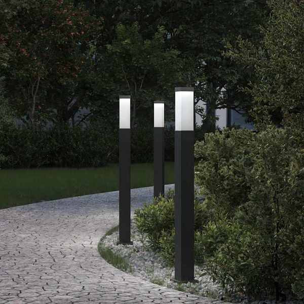 vidaXL Pollerleuchten 3 Stück 80 cm Schwarz IP44, 4006074