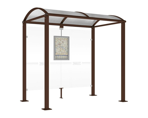 Procity Wartehalle Vierkantrohr - Ohne Seitenverkleidungen, Farbe RAL 8017, Maße: Breite 2500 x Höhe 2560 x Tiefe 1600 mm, 529208.8017