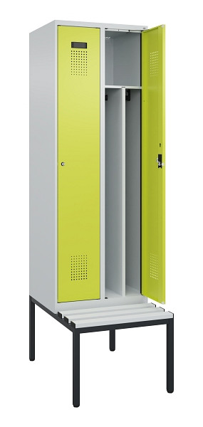 C+P Spind Evolo PLUS, 2 Abteile, 2120x600x815mm, 7035/0024, Zylinderschloss, Material Sitzfläche Kunststoff, Sitzbank, 0490507-20F S10096