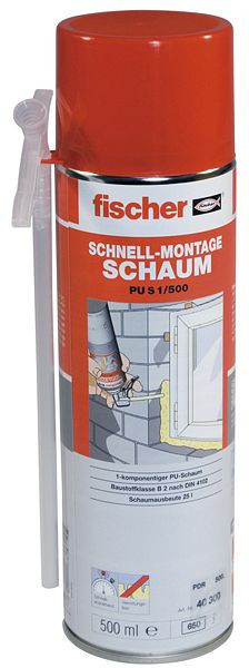Fischer Schnellmontageschaum PU S 1/500 B2, VE: 12 Stück, 40300