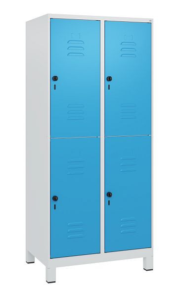 C+P Doppelstöckiger Spind Classic PLUS, Füße, 2 Abteile, 1800x800x500mm, 7035/5012, Drehriegel, 0803107-22 S10004